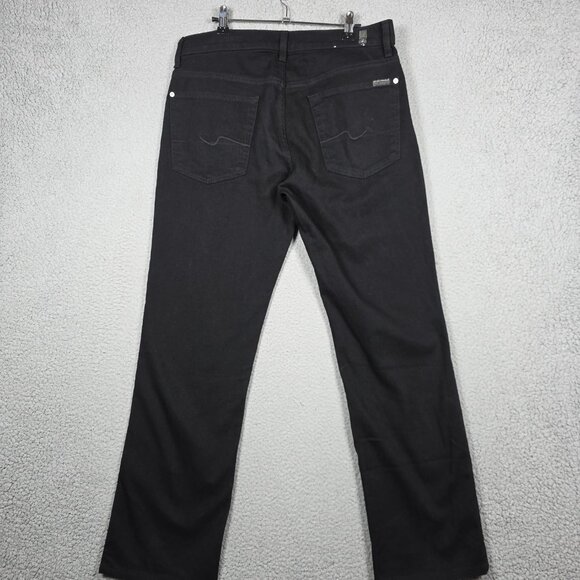 7 For all Mankind Jeans Men Size 33x31 Black Dark Wash Stander Straight Fit - Picture 9 of 12